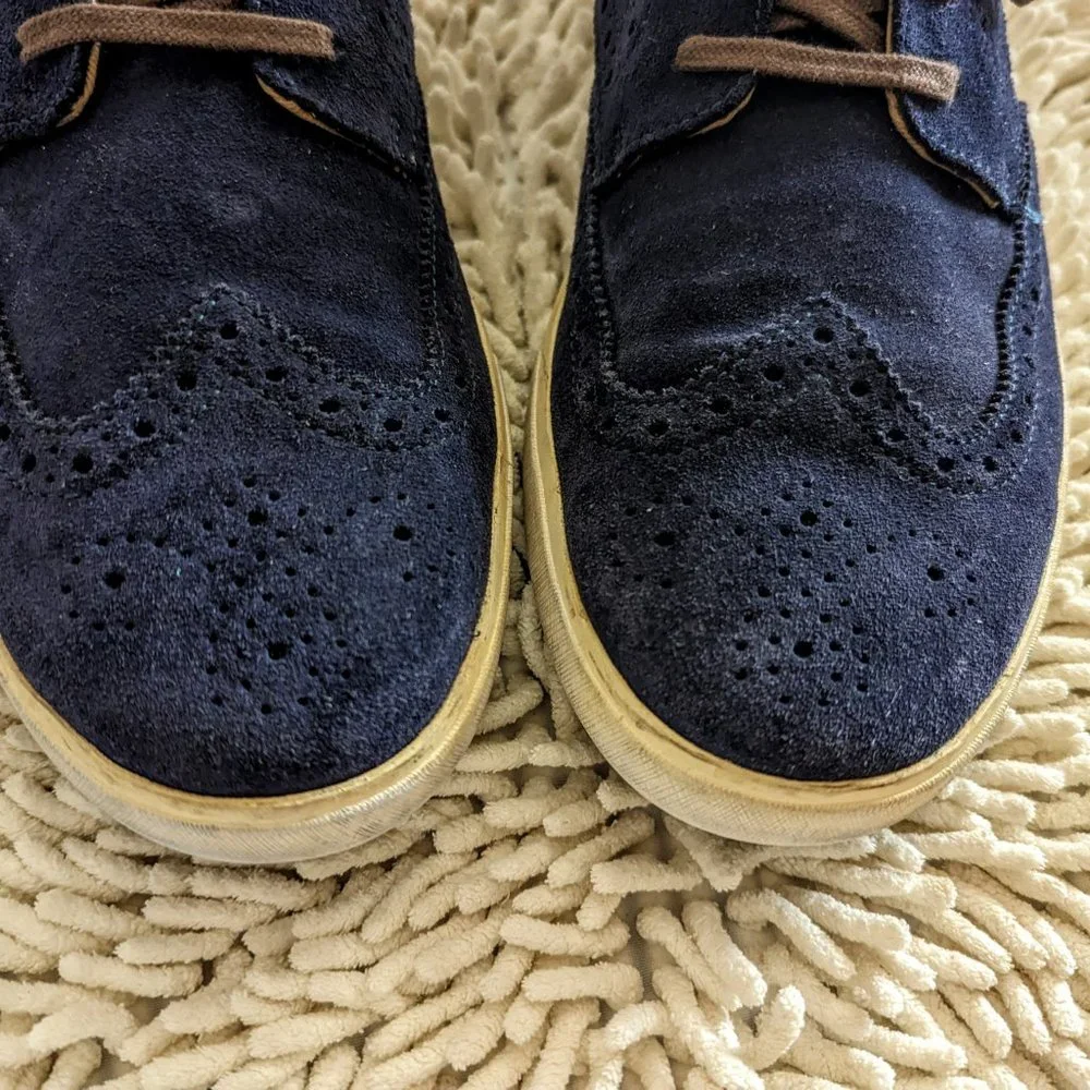Cole Haan mens C13806 Joshua wingtip blue suede Oxford shoes
